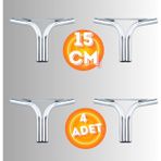 15 cm Metal Magnolia Koltuk Ayağı Mobilya Ayağı Ünite Ayağı Konsol Ayağı Puf Berjer Ayağı (4 Adet) - Krom