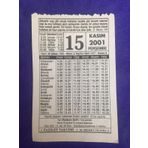 15 Kasim 2001 Takvim Yapragi - Nostalji Koleksiyonluk Takvim Yapragi