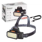 15 Led Li Şarjlı Kafa Lambası - Wt-652, Sarı/Beyaz Işıklı Güçlü Led Kafa Feneri Tepe Lambası
