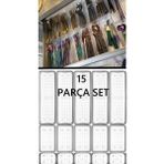 15 Parça Modüler Mutfak Çekmece Organizer Seti, Kaşıklık ve Düzenleyici - Altın - Seçenek 1