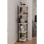 150 cm 5 Raflı Metal Köşe Kitaplık | Salon Dekoratif Çiçeklik Aksesuar Rafı