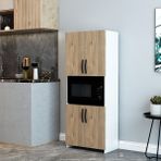 150 cm Mikrodalga – Fırın Dolabı | Çok Amaçlı Mutfak Dolabı | Fonksiyonel Saklama Dolabı - Beyaz - Atlantik Çam
