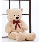 150 cm Papyonlu Peluş Ayı-DEV Boy,% 100 YERLİ - Sevgiliye Özel HEDİYE Bej