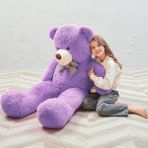 150 cm Papyonlu Peluş Ayıcık - %100 Yerli İmalat, Sevgiliye Pelüş Ayı - LİLA - Lila