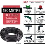 150 Metre 16MM Deliksiz Damlama Sulama Borusu Hortumu Seti - Hazır Kurulum Bahçe ve Tarla Sulama