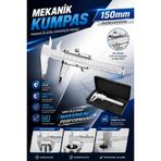150 mm Mekanik Kumpas 0.02 mm Hassasiyetli Paslanmaz Çelik Verniyerli Kumpas İç Dış Çap Derinlik Ölçüm Aleti Profesyonel Ölçü Aleti Kutulu