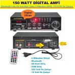150 Watt Seslendirme Amfi(Bluetooth Usb-Sd Kart-Mp3 Çalar-2 Mikrofon Gırış-12V/220V)