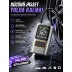 150PSI 3600MAH Dijital Taşınabilir Araç Hava Kompresörü Powerbank LED Işıklı Lastik Şişirme Pompası - Gri
