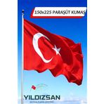 150x225 Cm Paraşüt Kumaş Dikim Türk Bayrağı 1. Kalite