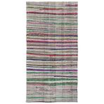 150x292 cm Girit Bej Çizgili Yün El Dokuma Modern Geometrik Etnik Eskitme Desenli Boho Oturma Odası Salon Yolluk Koridor Mutfak Halısı