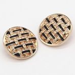 15/20/25mm Yuvarlak Çizgiler Altın Metal Düğmeler Konfeksiyon Kadın Ceket Kaban El Yapımı Büyük Dekoratif Aksesuarlar (Color : Black, Size : 15mm 6pcs)