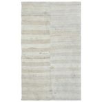 152x247 cm Girit Bej Çizgili Yün El Dokuma Modern Geometrik Etnik Eskitme Desenli Boho Oturma Odası Salon Yolluk Koridor Mutfak Halısı