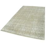 152x250 cm Geometrik Halı Bej Geometrik Yün El Dokuma Modern Geometrik Etnik Eskitme Desenli Boho Oturma Odası Salon Yolluk Koridor Mutfak Halısı