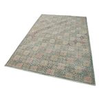 152x260 cm Kareli Kilim Yeşil Kareli Yün El Dokuma Modern Geometrik Etnik Eskitme Desenli Boho Oturma Odası Salon Yolluk Koridor Mutfak Halısı