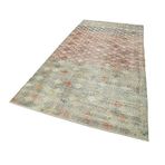 156x335 cm Kareli Kilim Yeşil Kareli Yün El Dokuma Modern Geometrik Etnik Eskitme Desenli Boho Oturma Odası Salon Yolluk Koridor Mutfak Halısı