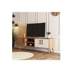 1584 Exxen 150 Cm Ahşap Ayaklı Tv Ünitesi Sepet-beyaz