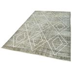 158x256 cm Geometrik Halı Gri Geometrik Yün El Dokuma Modern Geometrik Etnik Eskitme Desenli Boho Oturma Odası Salon Yolluk Koridor Mutfak Halısı