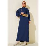 15900 Boydan Tesettür Triko Elbise - Lacivert - Standart