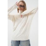 15917 Kadın Balıkçı Yaka Oversize Triko Kazak - Ekru - Standart