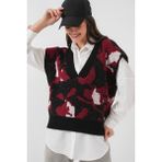 15923 Kadın Oversize Triko Süveter - Siyah - Standart