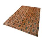 159x259 cm Kareli Kilim Turuncu Kareli Yün El Dokuma Modern Geometrik Etnik Eskitme Desenli Boho Oturma Odası Salon Yolluk Koridor Mutfak Halısı