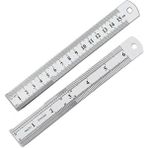 15CM ( 6 Inch ) - Çift Taraflı Paslanmaz Çelik Metal Cetvel - Kalınlık 1mm - Gri