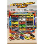 15'li Metal Model Araba Seti 1:64 Ölçek Die-Cast Yarış Arabaları - 7 cm
