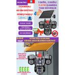 15MP 3 Kameralı Sim Kartlı Kamera, Solar Panelli Kamera,insan Algılama, Hareket Takibi, Sesli Alar, Çakarlı Kamera - Siyah