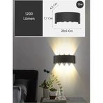 15W Dekoratif Çift Yönlü Led Duvar Apliği - 8 Led’li Tasarım, Kapri Dış İç Mekan Aydınlatma Lambası, (Siyah Kasa) (Gün Işığı)