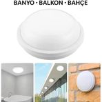 15W LED Beyaz Tavan Duvar Lambası IP65 Su Geçirmez | Beyaz Işık 6500K | 1500 Lümen | 220V | Banyo Bahçe Balkon Için Dış Mekan Aydınlatma | 120W Ampul Eşdeğeri