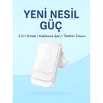 15W Magsafe Uyumlu Kablosuz Araç Içi Telefon Tutucu | 3A Hızlı Şarj | Havalandırma Tipi 2in1 Stand - Beyaz