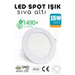 15W Slim LED Spot – 4000K Doğal Beyaz Işık, 1490 Lümen, Beyaz Kasa, 18.8 cm, 220V, 15000 Saat Ömür