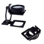 15X Lup Kumas Buyutec Optik Cam Lens Olcekli Metal Siyah Renk Uc Eklem Katlanir
