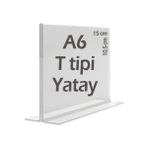 15x10,5 cm A6 T-Tipi Yatay Şeffaf Föylük Menü Broşürlük Etiketlik