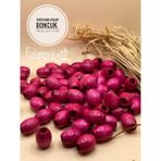 15X18 mm Oval Ahşap Boncuk (50 Gram 40 Adet) Makrome Çanta Tasarım Tahta Boncuk Delik Çapı 7 mm - Fuşya