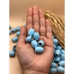 15X18 mm Oval Ahşap Boncuk (50 Gram 40 Adet) Makrome Çanta Tasarım Tahta Boncuk Delik Çapı 7 mm - Mavi