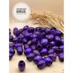 15X18 mm Oval Ahşap Boncuk (50 Gram 40 Adet) Makrome Çanta Tasarım Tahta Boncuk Delik Çapı 7 mm - Mor
