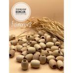 15X18 mm Oval Ahşap Boncuk (50 Gram 40 Adet) Makrome Çanta Tasarım Tahta Boncuk Delik Çapı 7 mm