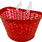 16-20 Jant Uyumlu Hasır Desenli Plastik Çocuk Bisikleti Ön Sepet Kırmızı