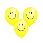 16 Adet Sarı Gülen Yüz Emojili Balon, Gülen Surat Helyumla Uçan