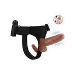 16 cm Belden Bağlamalı Çift Taraflı Yeni Nesil Titreşimli Strapon Dildo