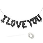 16 inç I Love You Balonlar Siyah, I Love You Afiş Mektuplar Sevgililer Günü Süslemeleri için Folyo Balonlar Onun Evi Aşk Evlilik Yıldönümü Doğum Günü Partisi Anneler Günü Gelin Duş Dekorasyon