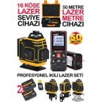 16 Köşe Çizgi Hizalama Lazer Seviye Hizalama Makinesi + 50 Metre Yüksek Hassasiyet Lazer Metre Ölçer