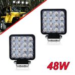 16 Led 48W Off Road Sis Farı Lambası Kare Gemi Tekne Slim 12V