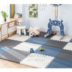 16 Lı Set Eva Tatami Minder Mat Spor Oyun Egzersiz Yoga Minder Matı 50X50 13MM - Mavi - Beyaz - Siyah - 200 x 200 cm
