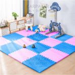 16 Lı Set Eva Tatami Minder Mat Spor Oyun Egzersiz Yoga Minder Matı 50X50 13MM - Mor - Mavi - 200 x 200 cm