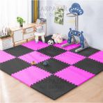 16 Lı Set Eva Tatami Minder Mat Spor Oyun Egzersiz Yoga Minder Matı 50X50 13MM - Siyah - Pembe - 200 x 200 cm