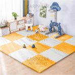 16 Lı Set Eva Tatami Minder Mat Spor Oyun Egzersiz Yoga Minder Matı 50X50 13MM - Turuncu - Beyaz - 200 x 200 cm