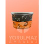16 Oz Karton Kağıt Aşure Çorba Tatlı Yemek Kasesi Kullan At Plastik Kapaklı Sızdırmaz 25 Adet