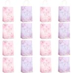 16 paket kağıt hediye çantası, 15 x 8 x 21 cm, bükümlü saplı hediye çantası, çocuklar veya yetişkinler için, doğum günü, düğün, etkinlik veya alışveriş (butterfly)